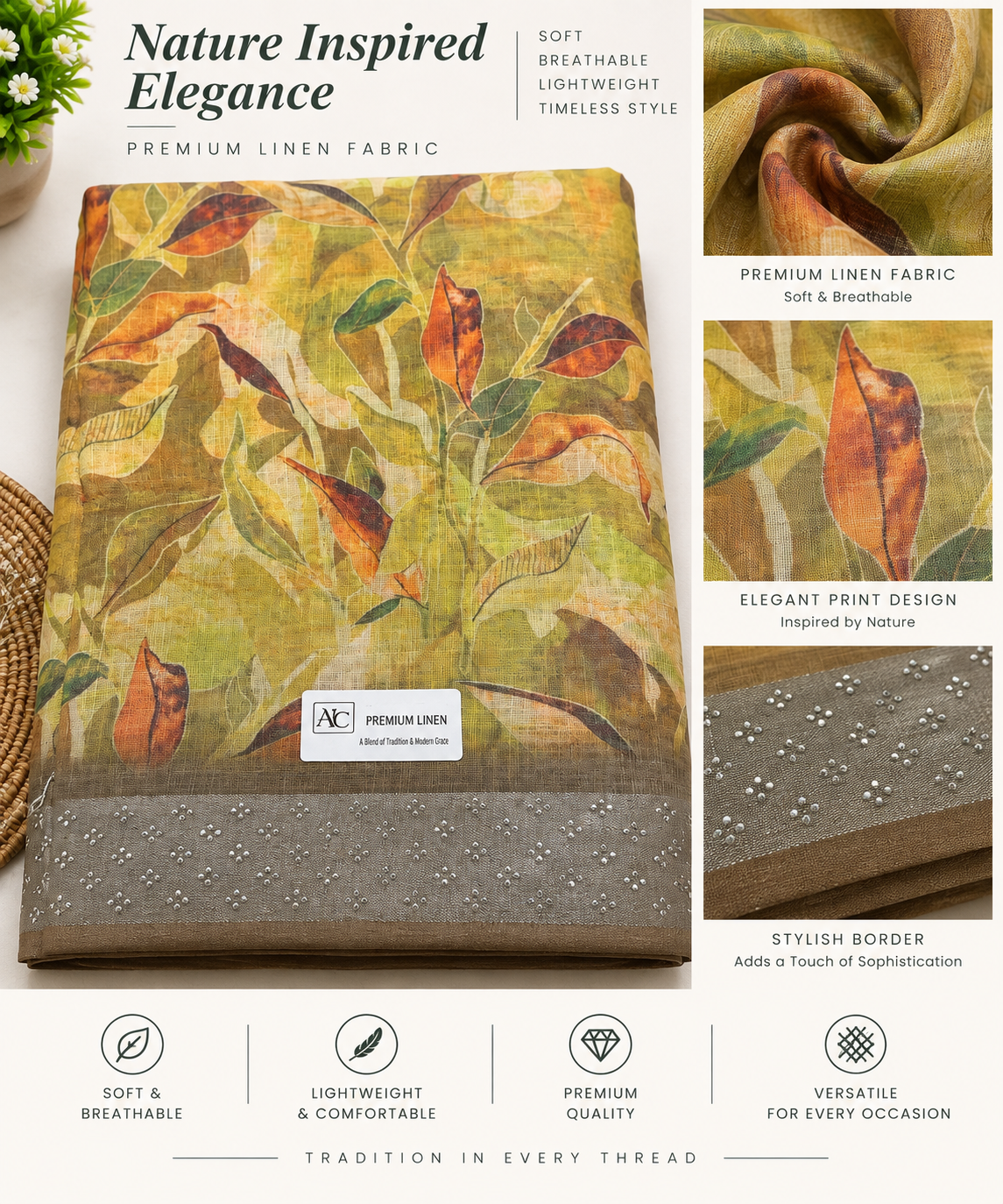 Linen Printed Saree