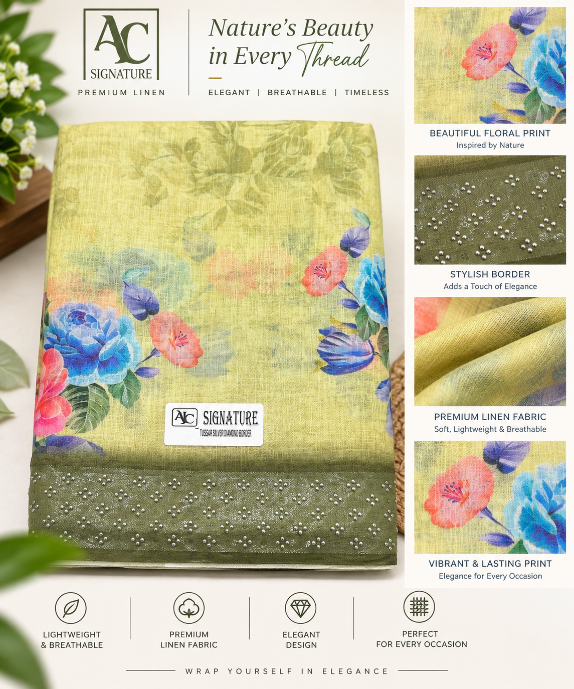 Linen Printed Saree
