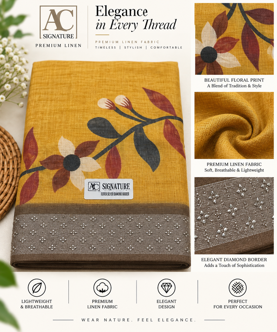 Linen Printed Saree