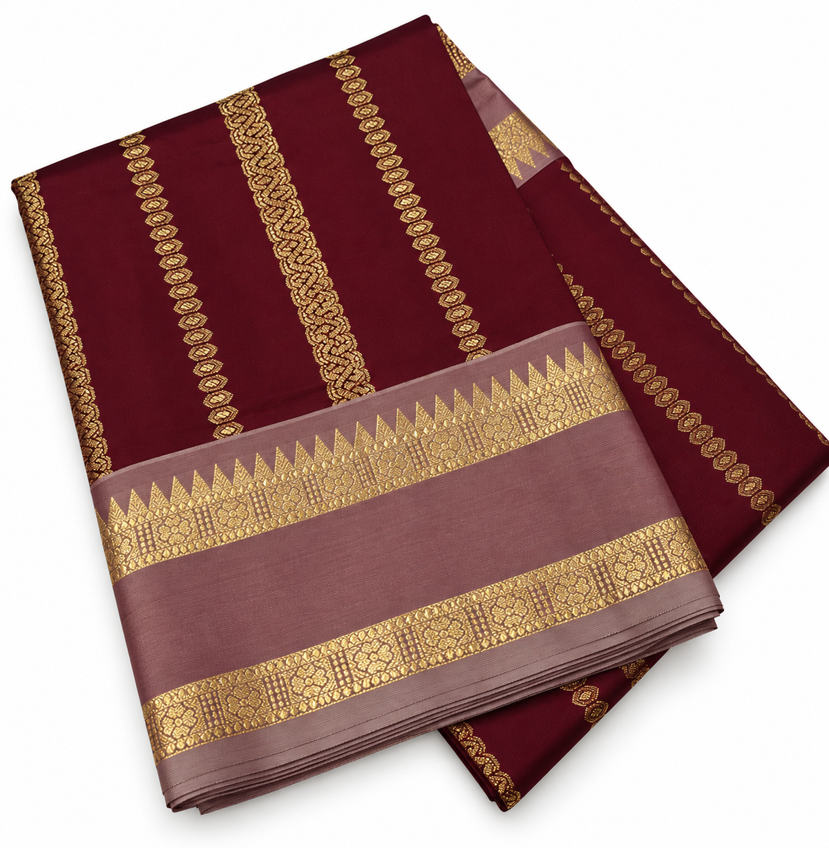 Banarasi khatan silk Maroon Colour with onion shade border